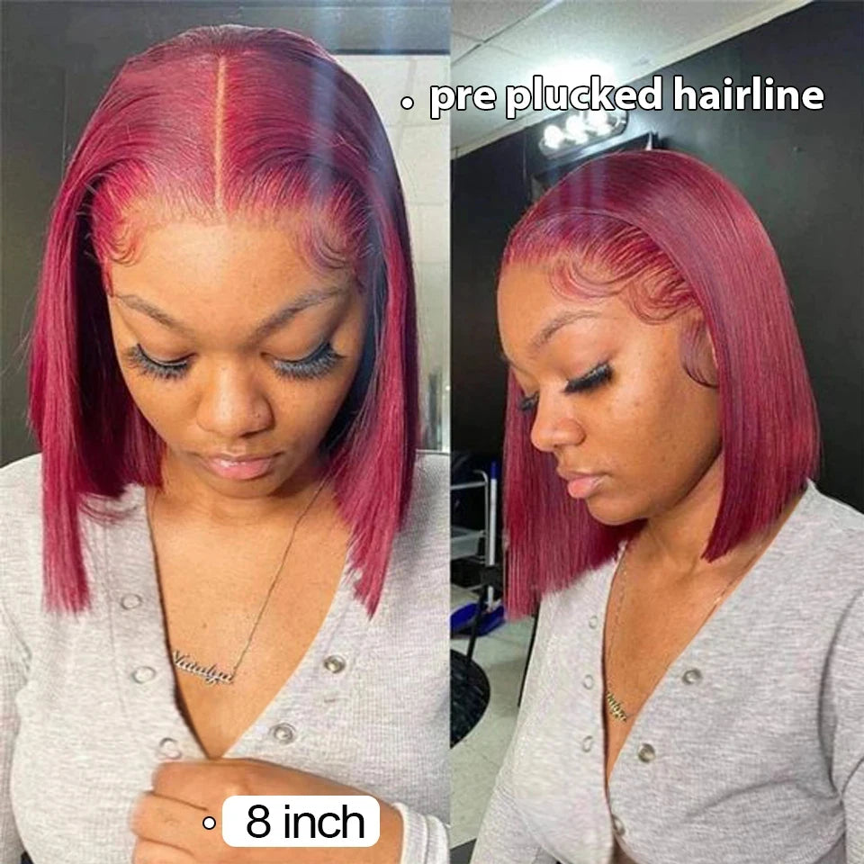 Burgundy Double Drawn Lace Frontal Wig