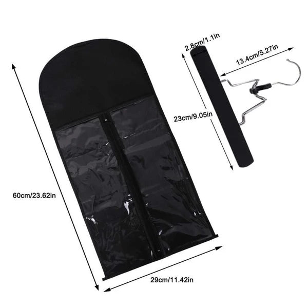 Wig Portable Travel & Storage Bag With Anti-slip Bracket And Hook